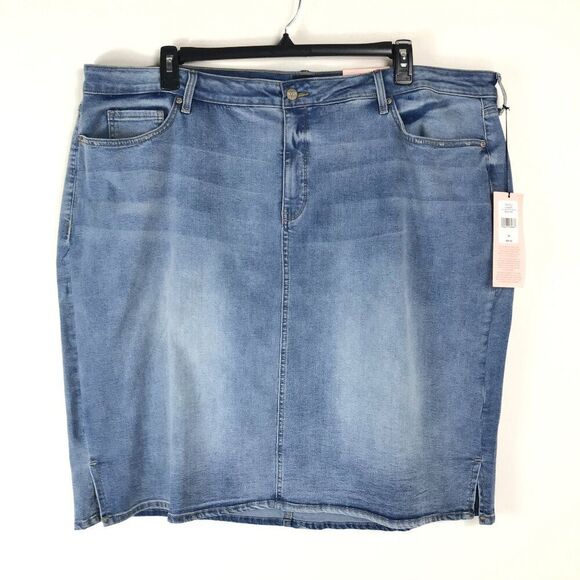 NEW NYDJ Curves 360 5-Pocket Knee Length Skirt Womens Plus Size 26 Stretch Denim - Picture 1 of 12